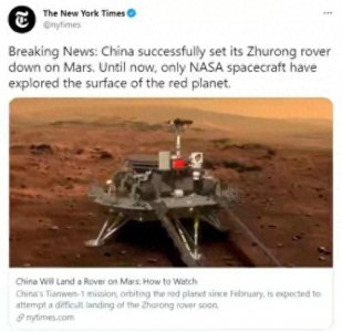 ​天问一号登陆火星，油管网友喊话CNN快来造假新闻，NASA发文祝贺