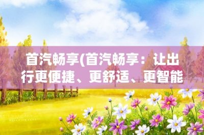 ​首汽畅享(首汽畅享：让出行更便捷、更舒适、更智能化)