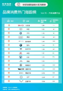 ​汽车品牌TOP15排名，智能技术赋能出行场景