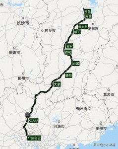 ​K1666次列车由广州白云至南昌，途经赣州，耗时约13小时